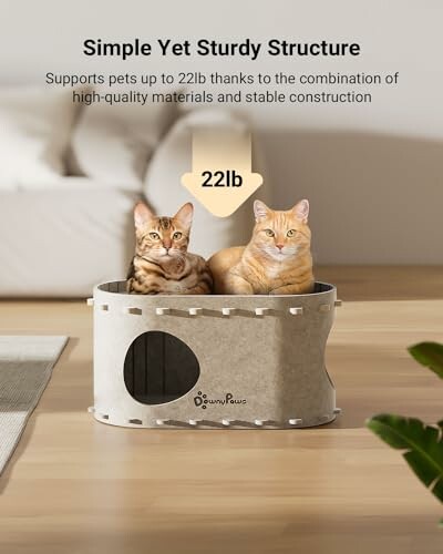 Two cats in a sturdy structure holding up to 22lb.