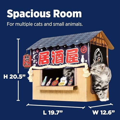 Cat house with Asian design and dimensions.