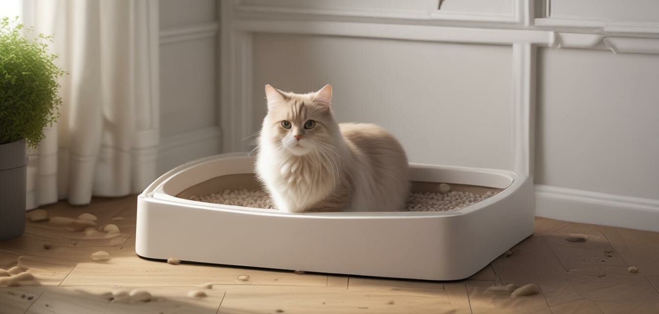 A clean cat litter box setup