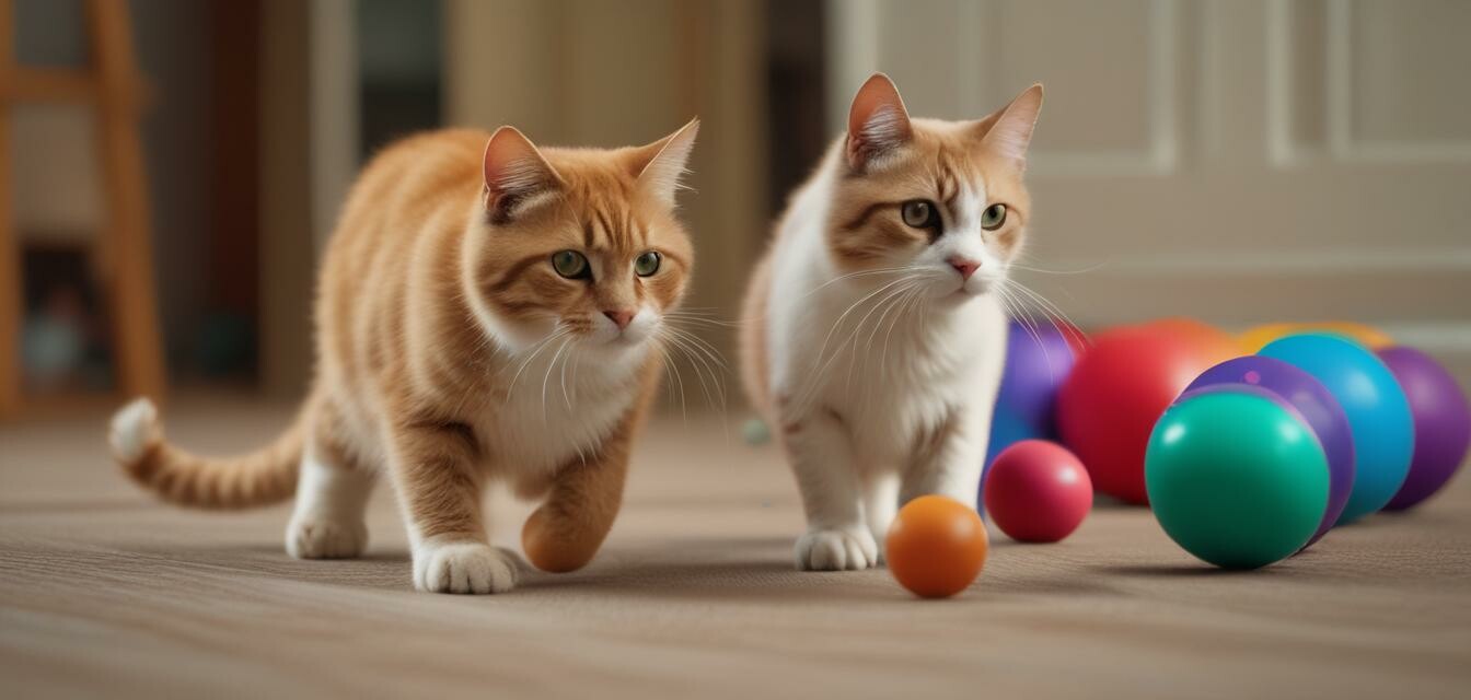 Cat playing with a ball toy