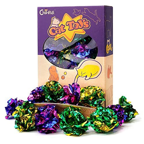 Colorful crinkle balls cat toys with packaging