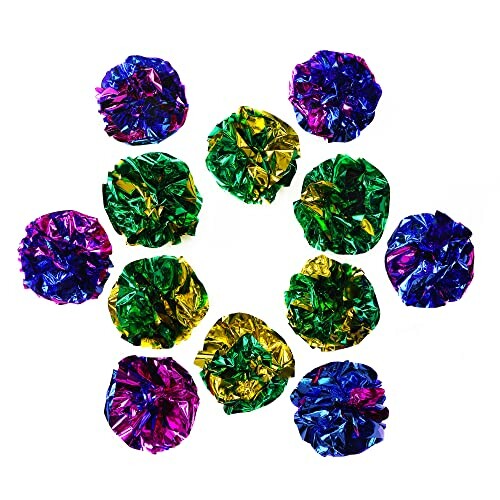 Colorful crumpled foil balls arranged in a circle