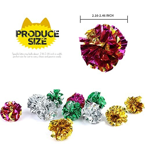 Colorful foil cat toys in various sizes