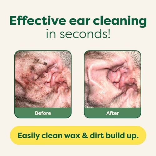 Before and after images of effective ear cleaning.