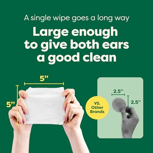 Comparison of large cleaning wipe and smaller round wipe.