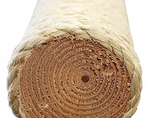 Close-up of a rope-wrapped log end.