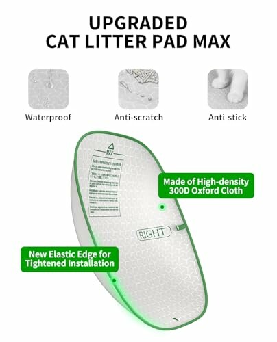 Upgraded cat litter pad with waterproof, anti-scratch, anti-stick features.